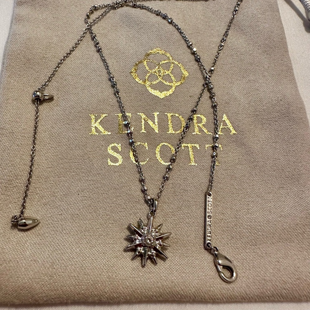 Kendra Scott Silver Starburst Charm Pendant Necklace